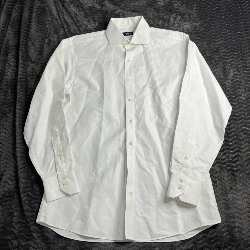 Proper Cloth Herringbone French Cuff White Button Dress Shirt Mens Size 14